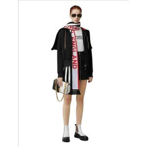 Burberry Women's Blue/Red/White Cashmere Long Scarf with Logo